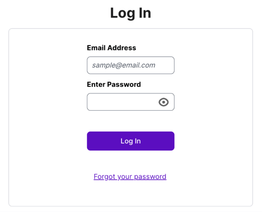 screenshot of the log in component on the AudioEye log in page