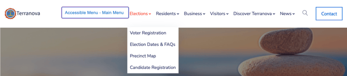Screenshot of a demo site showing the Accessible Menu button visible as it is in keyboard focus.