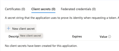 Screenshot of the Client secrets tab.