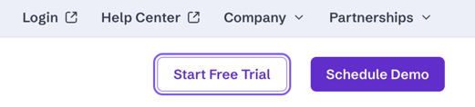 Screenshot of the Start Free Trial button in the banner region of the AudioEye home page.